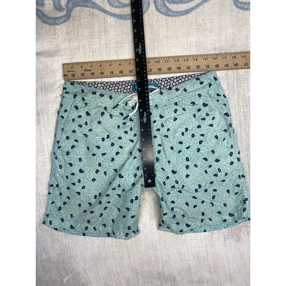 Bonobos Swim Trunks Mens 31 Blue Paisley Lined Drawstring Coastal Resort Wear